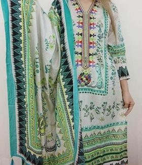 Discount Kalamkar ( White n Sea Green )