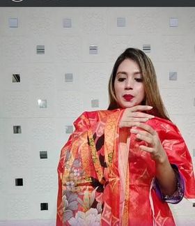 ( 2 piece ) selitex jaqured lawn ( reddish orange )